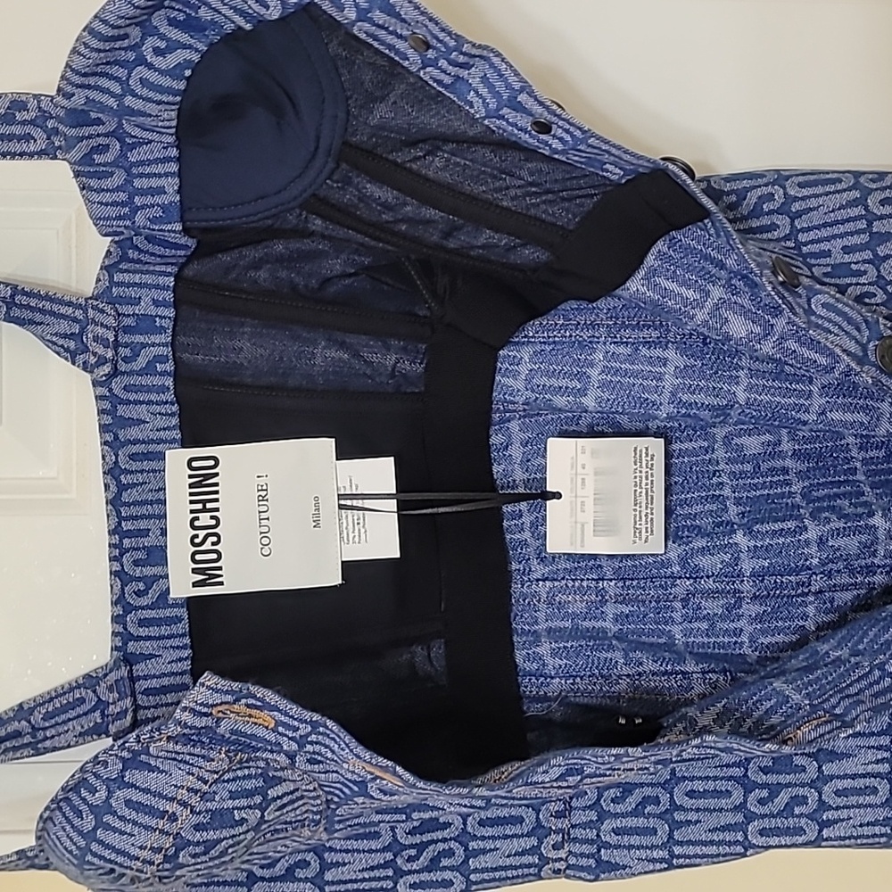 Moschino Blue Logo Print Dress